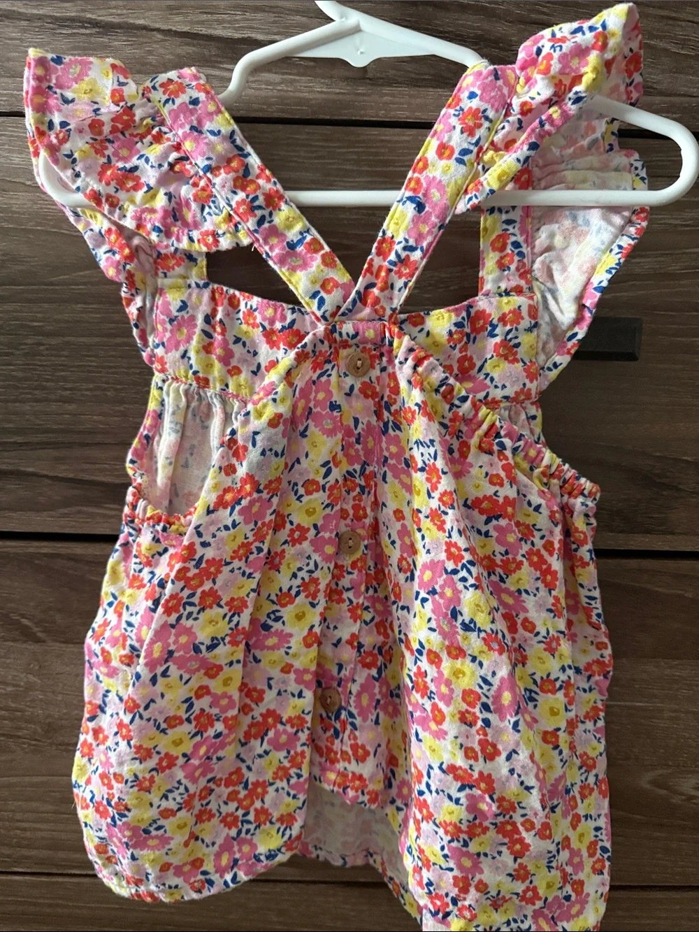 Girls Floral Ruffle Strap Tank with Yellow Shorts